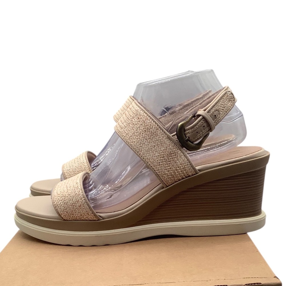 Soul Naturalizer Beige Woven Wedge Sandals Ankle Strap Comfort Shoes size 10